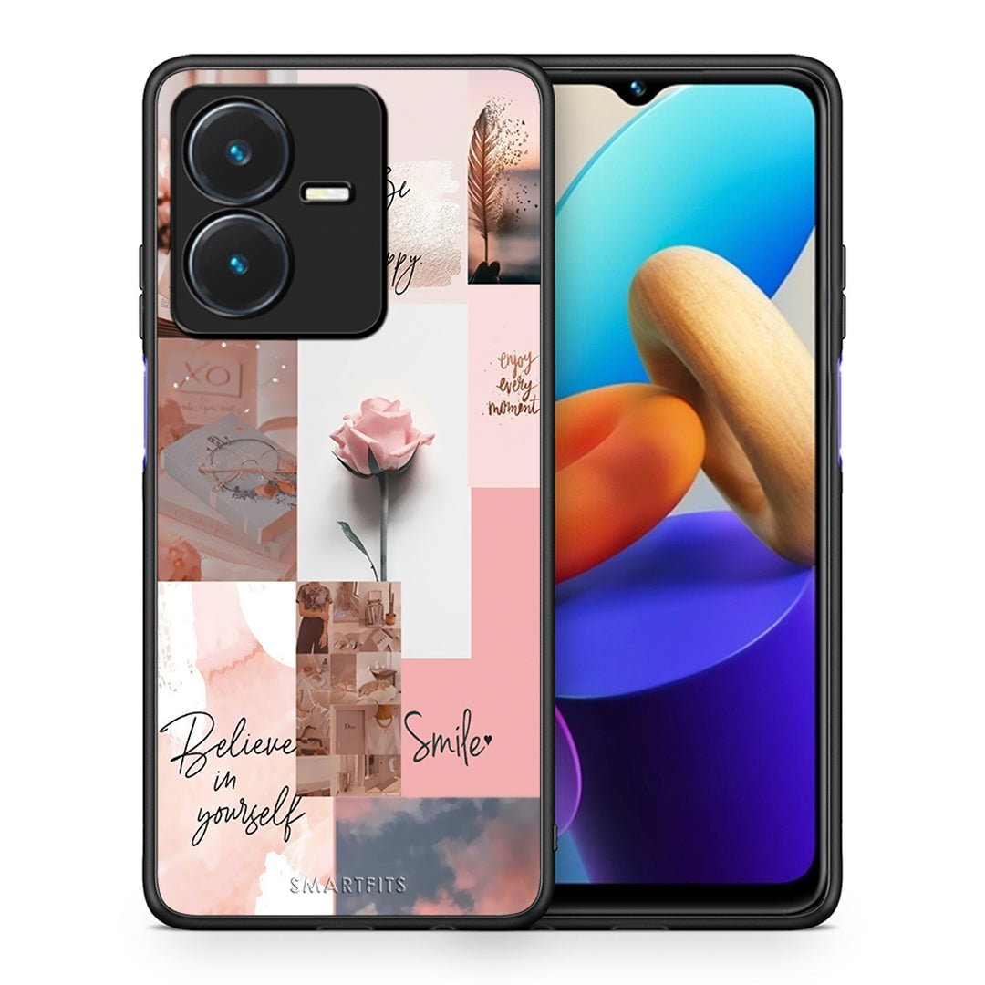 Θήκη Vivo Y22s Aesthetic Collage από τη Smartfits με σχέδιο στο πίσω μέρος και μαύρο περίβλημα | Vivo Y22s Aesthetic Collage case with colorful back and black bezels