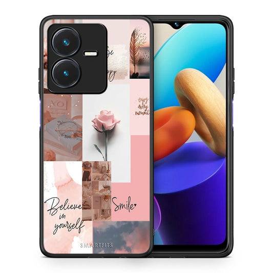 Θήκη Vivo Y22s Aesthetic Collage από τη Smartfits με σχέδιο στο πίσω μέρος και μαύρο περίβλημα | Vivo Y22s Aesthetic Collage case with colorful back and black bezels