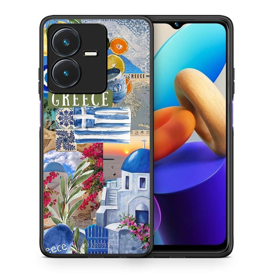 Θήκη Vivo Y22s All Greek από τη Smartfits με σχέδιο στο πίσω μέρος και μαύρο περίβλημα | Vivo Y22s All Greek case with colorful back and black bezels