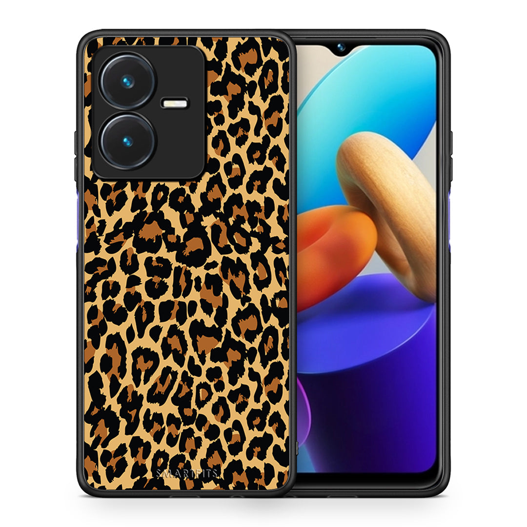 Θήκη Vivo Y22s Leopard Animal από τη Smartfits με σχέδιο στο πίσω μέρος και μαύρο περίβλημα | Vivo Y22s Leopard Animal case with colorful back and black bezels