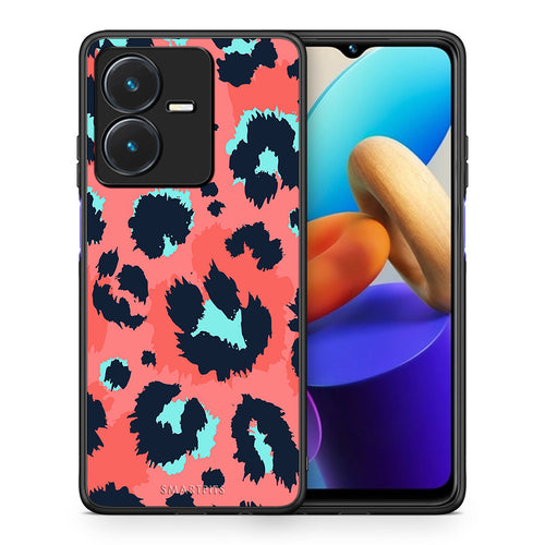 Θήκη Vivo Y22s Pink Leopard Animal από τη Smartfits με σχέδιο στο πίσω μέρος και μαύρο περίβλημα | Vivo Y22s Pink Leopard Animal case with colorful back and black bezels