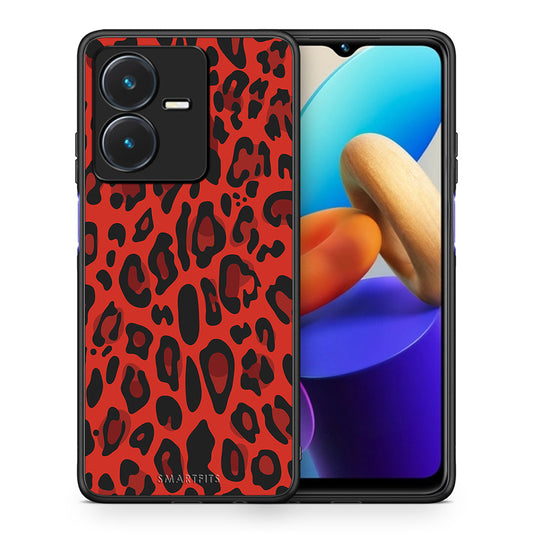 Θήκη Vivo Y22s Red Leopard Animal από τη Smartfits με σχέδιο στο πίσω μέρος και μαύρο περίβλημα | Vivo Y22s Red Leopard Animal case with colorful back and black bezels