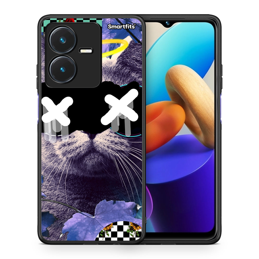 Θήκη Vivo Y22s Cat Collage από τη Smartfits με σχέδιο στο πίσω μέρος και μαύρο περίβλημα | Vivo Y22s Cat Collage case with colorful back and black bezels