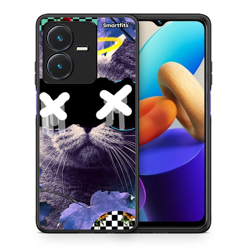 Θήκη Vivo Y22s Cat Collage από τη Smartfits με σχέδιο στο πίσω μέρος και μαύρο περίβλημα | Vivo Y22s Cat Collage case with colorful back and black bezels