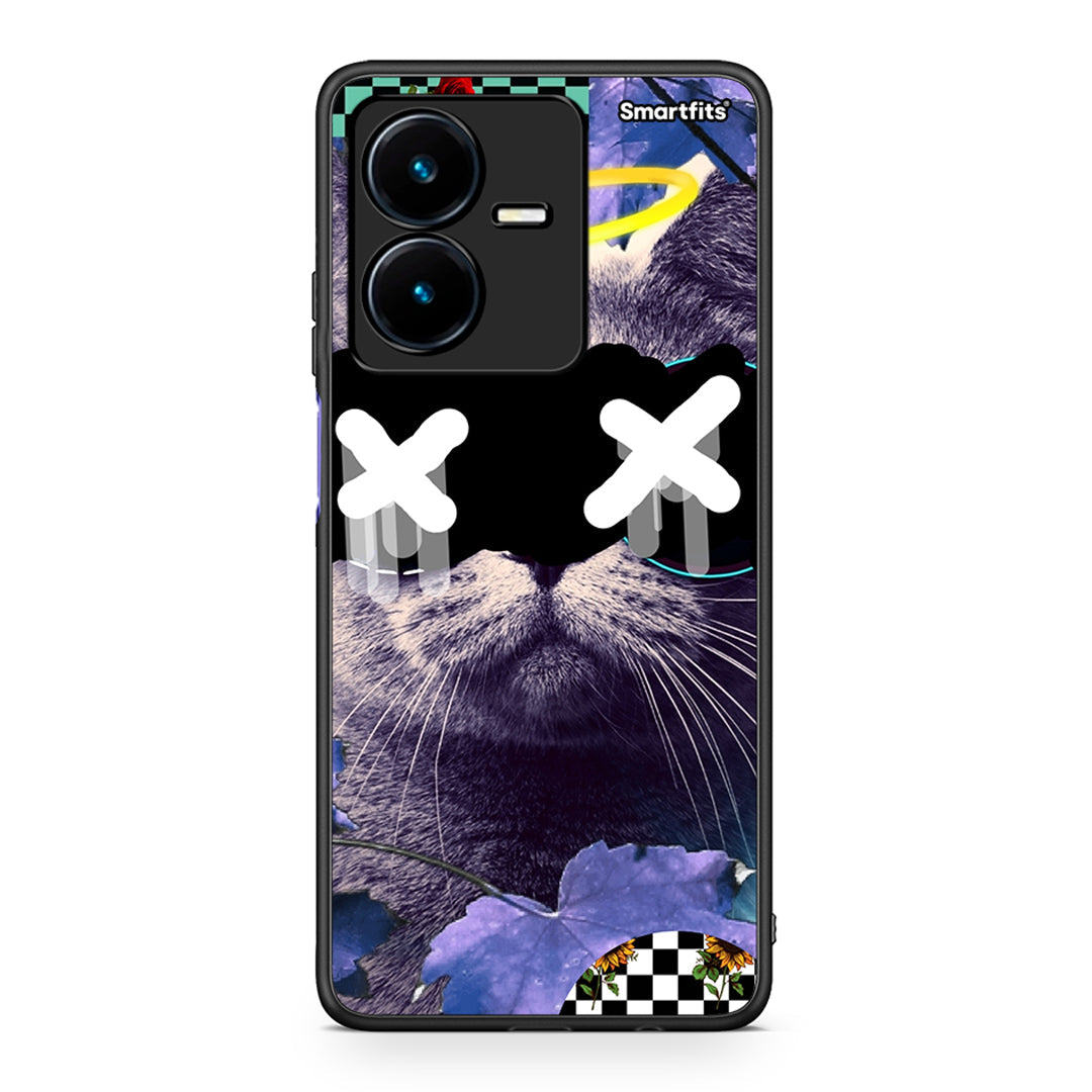 Vivo Y22s Cat Collage θήκη από τη Smartfits με σχέδιο στο πίσω μέρος και μαύρο περίβλημα | Smartphone case with colorful back and black bezels by Smartfits