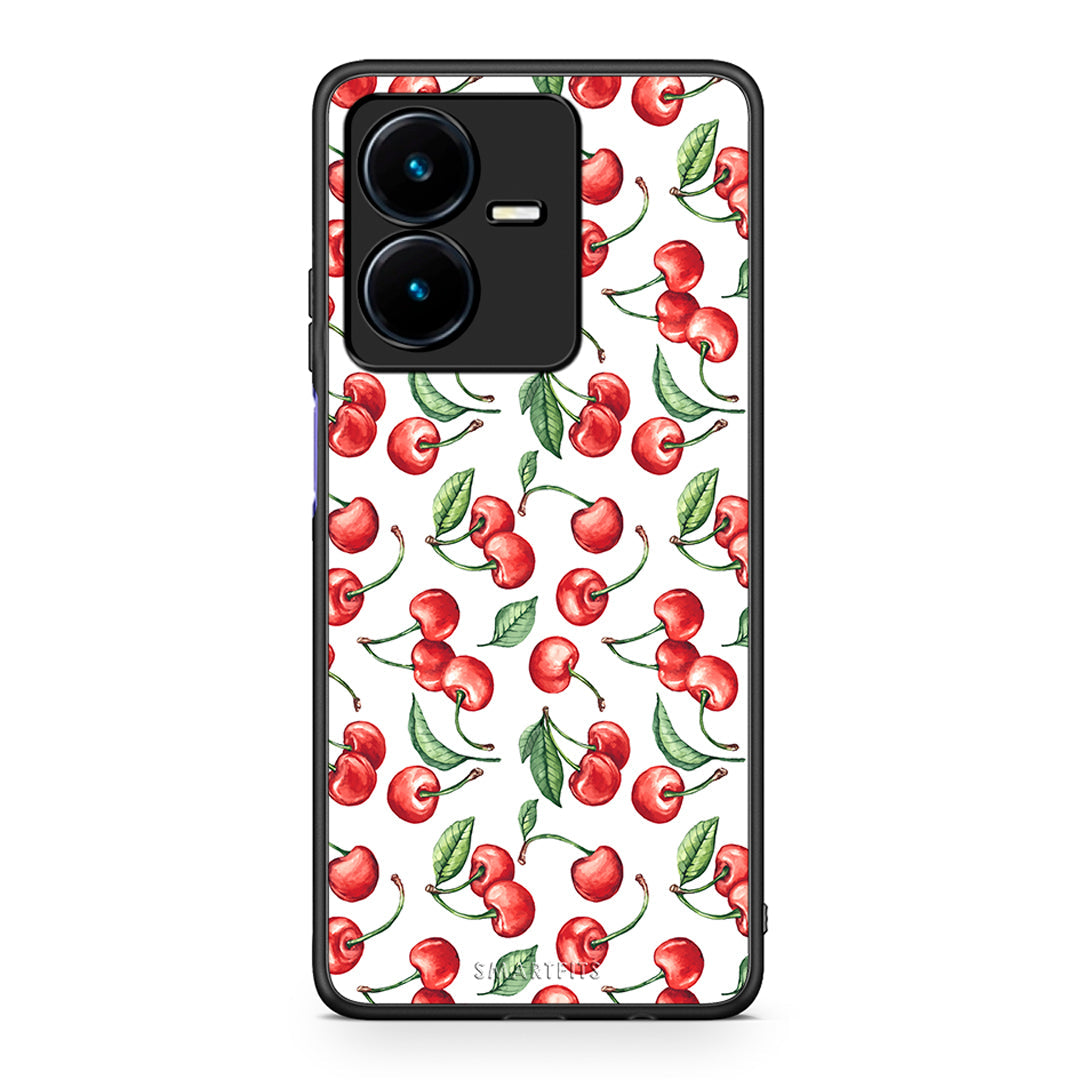 Vivo Y22s Cherry Summer θήκη από τη Smartfits με σχέδιο στο πίσω μέρος και μαύρο περίβλημα | Smartphone case with colorful back and black bezels by Smartfits