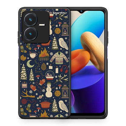 Θήκη Vivo Y22s Christmas Elements από τη Smartfits με σχέδιο στο πίσω μέρος και μαύρο περίβλημα | Vivo Y22s Christmas Elements case with colorful back and black bezels