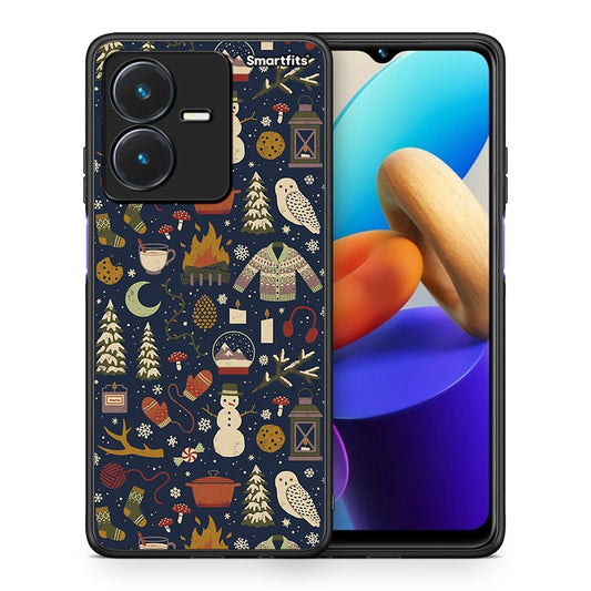 Θήκη Vivo Y22s Christmas Elements από τη Smartfits με σχέδιο στο πίσω μέρος και μαύρο περίβλημα | Vivo Y22s Christmas Elements case with colorful back and black bezels