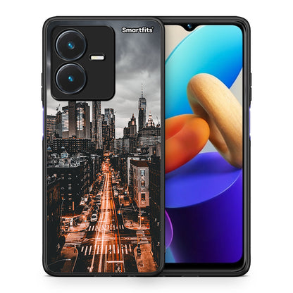 Θήκη Vivo Y22s City Lights από τη Smartfits με σχέδιο στο πίσω μέρος και μαύρο περίβλημα | Vivo Y22s City Lights case with colorful back and black bezels