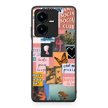 Vivo Y22s Collage Bitchin Θήκη Αγίου Βαλεντίνου από τη Smartfits με σχέδιο στο πίσω μέρος και μαύρο περίβλημα | Smartphone case with colorful back and black bezels by Smartfits