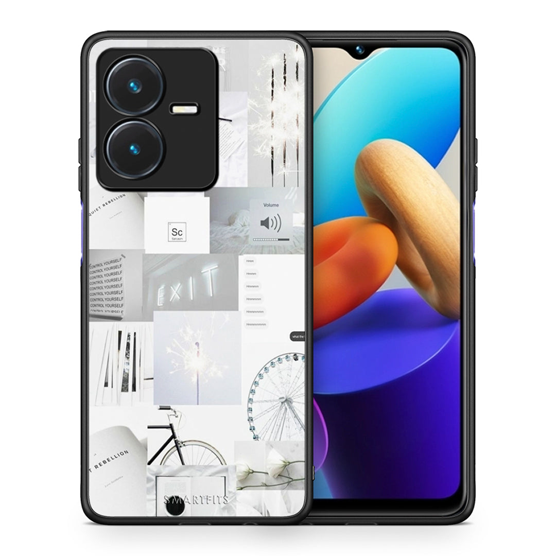 Θήκη Αγίου Βαλεντίνου Vivo Y22s Collage Make Me Wonder από τη Smartfits με σχέδιο στο πίσω μέρος και μαύρο περίβλημα | Vivo Y22s Collage Make Me Wonder case with colorful back and black bezels