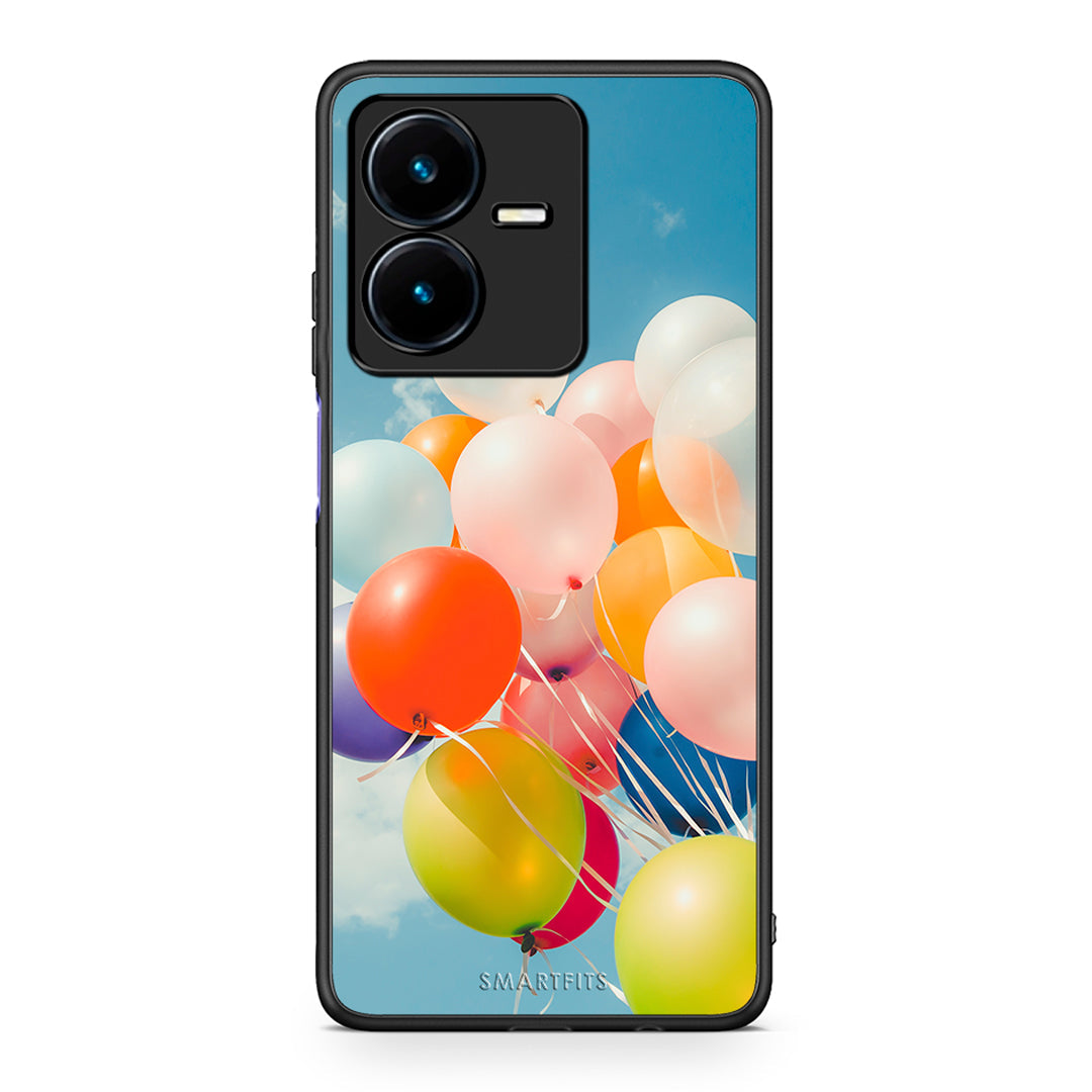 Vivo Y22s Colorful Balloons θήκη από τη Smartfits με σχέδιο στο πίσω μέρος και μαύρο περίβλημα | Smartphone case with colorful back and black bezels by Smartfits