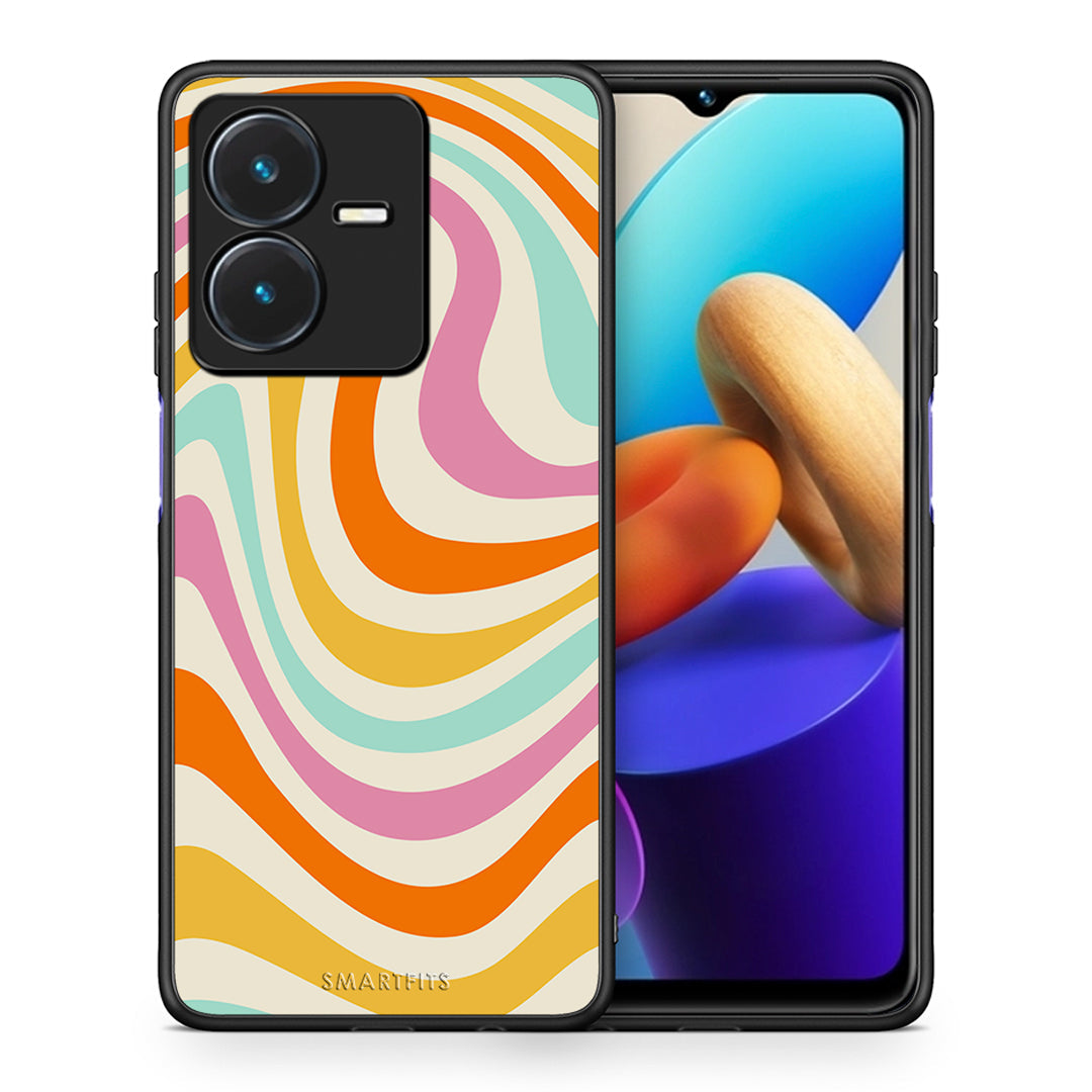 Θήκη Vivo Y22s Colourful Waves από τη Smartfits με σχέδιο στο πίσω μέρος και μαύρο περίβλημα | Vivo Y22s Colourful Waves case with colorful back and black bezels