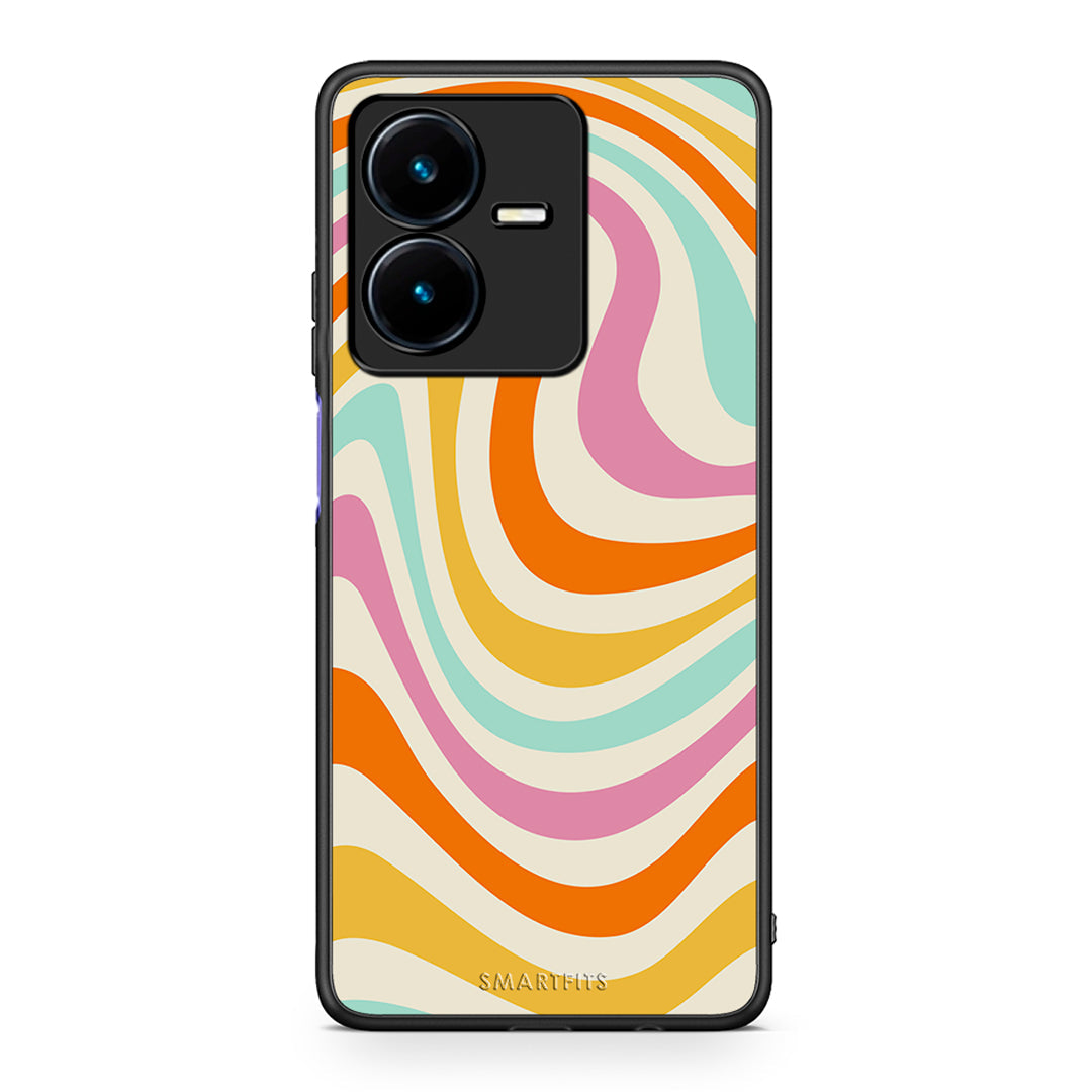 Vivo Y22s Colourful Waves θήκη από τη Smartfits με σχέδιο στο πίσω μέρος και μαύρο περίβλημα | Smartphone case with colorful back and black bezels by Smartfits