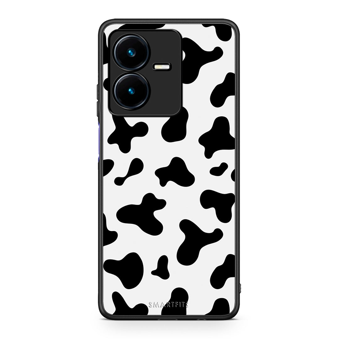 Vivo Y22s Cow Print θήκη από τη Smartfits με σχέδιο στο πίσω μέρος και μαύρο περίβλημα | Smartphone case with colorful back and black bezels by Smartfits