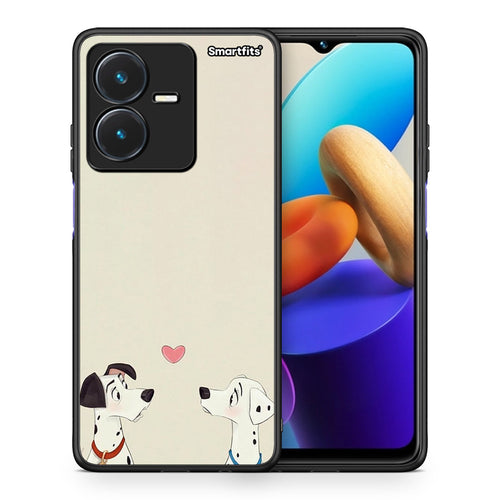 Θήκη Vivo Y22s Dalmatians Love από τη Smartfits με σχέδιο στο πίσω μέρος και μαύρο περίβλημα | Vivo Y22s Dalmatians Love case with colorful back and black bezels
