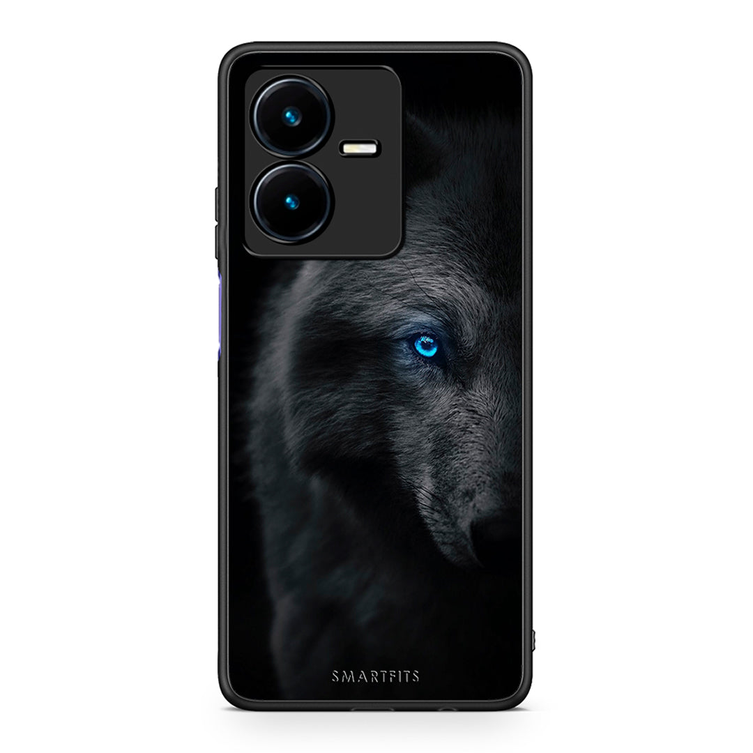Vivo Y22s Dark Wolf θήκη από τη Smartfits με σχέδιο στο πίσω μέρος και μαύρο περίβλημα | Smartphone case with colorful back and black bezels by Smartfits