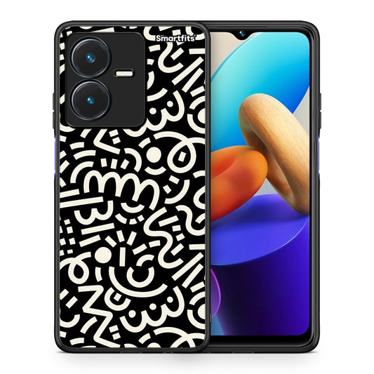 Θήκη Vivo Y22s Doodle Art από τη Smartfits με σχέδιο στο πίσω μέρος και μαύρο περίβλημα | Vivo Y22s Doodle Art case with colorful back and black bezels