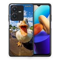 Thumbnail for Θήκη Vivo Y22s Duck Face από τη Smartfits με σχέδιο στο πίσω μέρος και μαύρο περίβλημα | Vivo Y22s Duck Face case with colorful back and black bezels