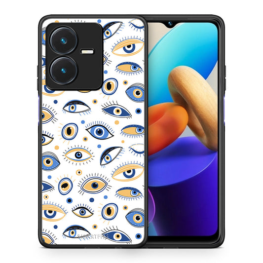 Θήκη Vivo Y22s Ftou Ftou από τη Smartfits με σχέδιο στο πίσω μέρος και μαύρο περίβλημα | Vivo Y22s Ftou Ftou case with colorful back and black bezels