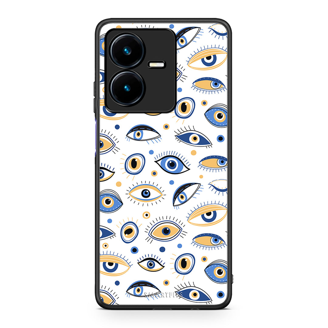 Vivo Y22s Ftou Ftou θήκη από τη Smartfits με σχέδιο στο πίσω μέρος και μαύρο περίβλημα | Smartphone case with colorful back and black bezels by Smartfits