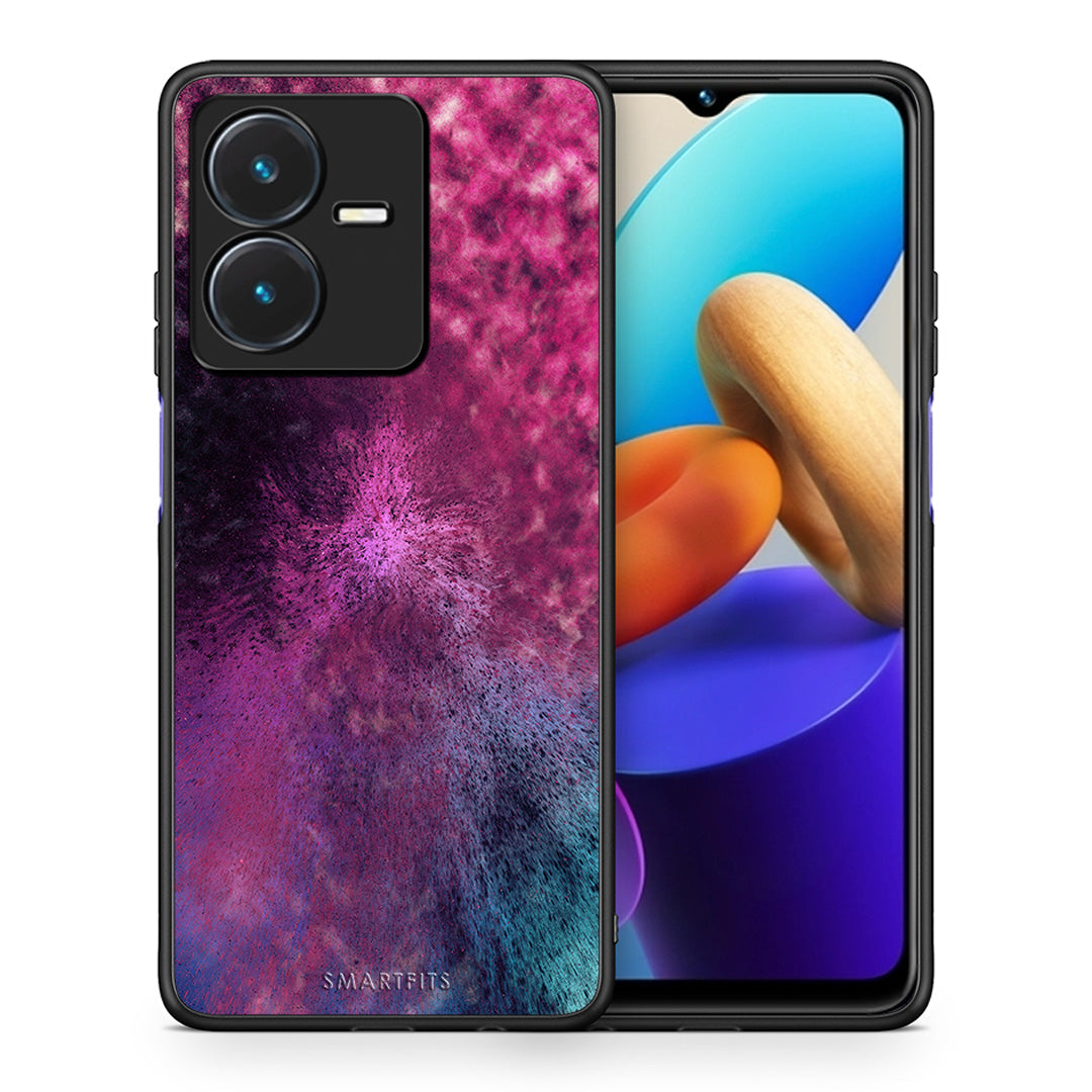 Θήκη Vivo Y22s Aurora Galaxy από τη Smartfits με σχέδιο στο πίσω μέρος και μαύρο περίβλημα | Vivo Y22s Aurora Galaxy case with colorful back and black bezels