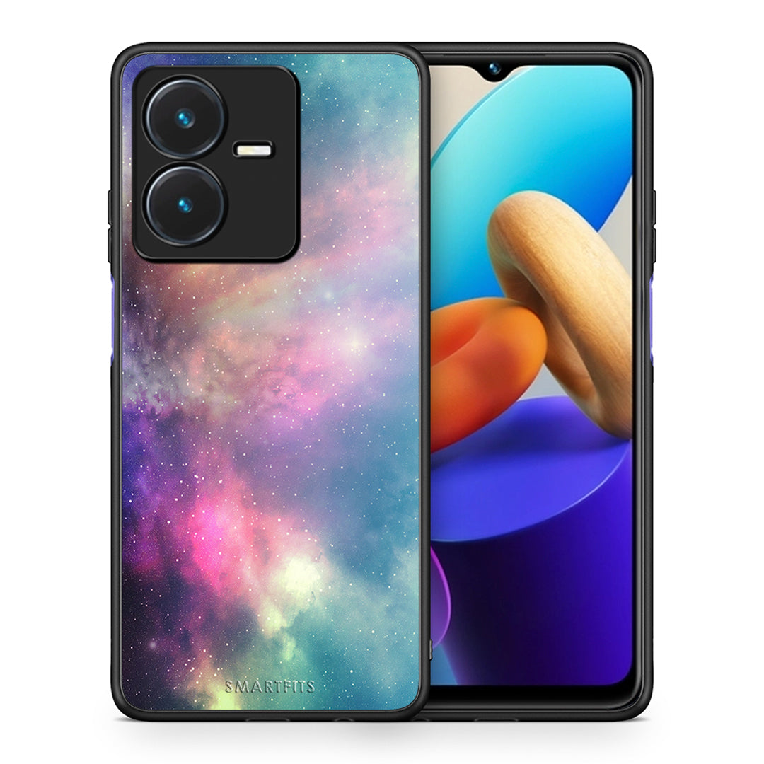 Θήκη Vivo Y22s Rainbow Galaxy από τη Smartfits με σχέδιο στο πίσω μέρος και μαύρο περίβλημα | Vivo Y22s Rainbow Galaxy case with colorful back and black bezels
