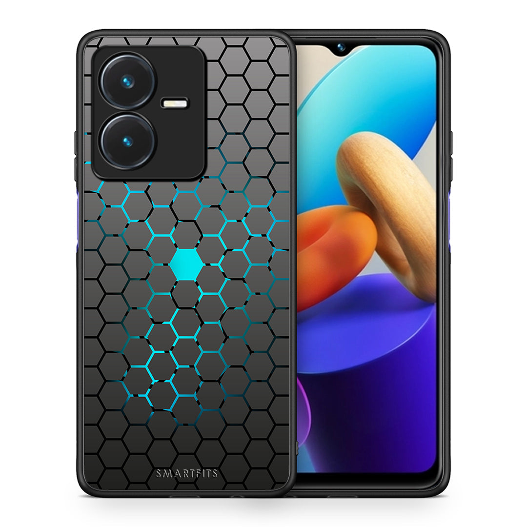 Θήκη Vivo Y22s Hexagonal Geometric από τη Smartfits με σχέδιο στο πίσω μέρος και μαύρο περίβλημα | Vivo Y22s Hexagonal Geometric case with colorful back and black bezels