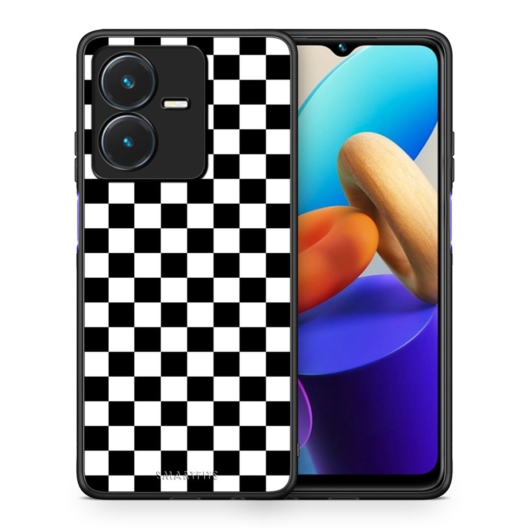 Θήκη Vivo Y22s Squares Geometric από τη Smartfits με σχέδιο στο πίσω μέρος και μαύρο περίβλημα | Vivo Y22s Squares Geometric case with colorful back and black bezels