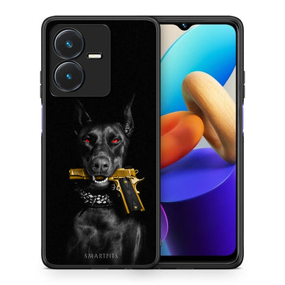 Θήκη Αγίου Βαλεντίνου Vivo Y22s Golden Gun από τη Smartfits με σχέδιο στο πίσω μέρος και μαύρο περίβλημα | Vivo Y22s Golden Gun case with colorful back and black bezels