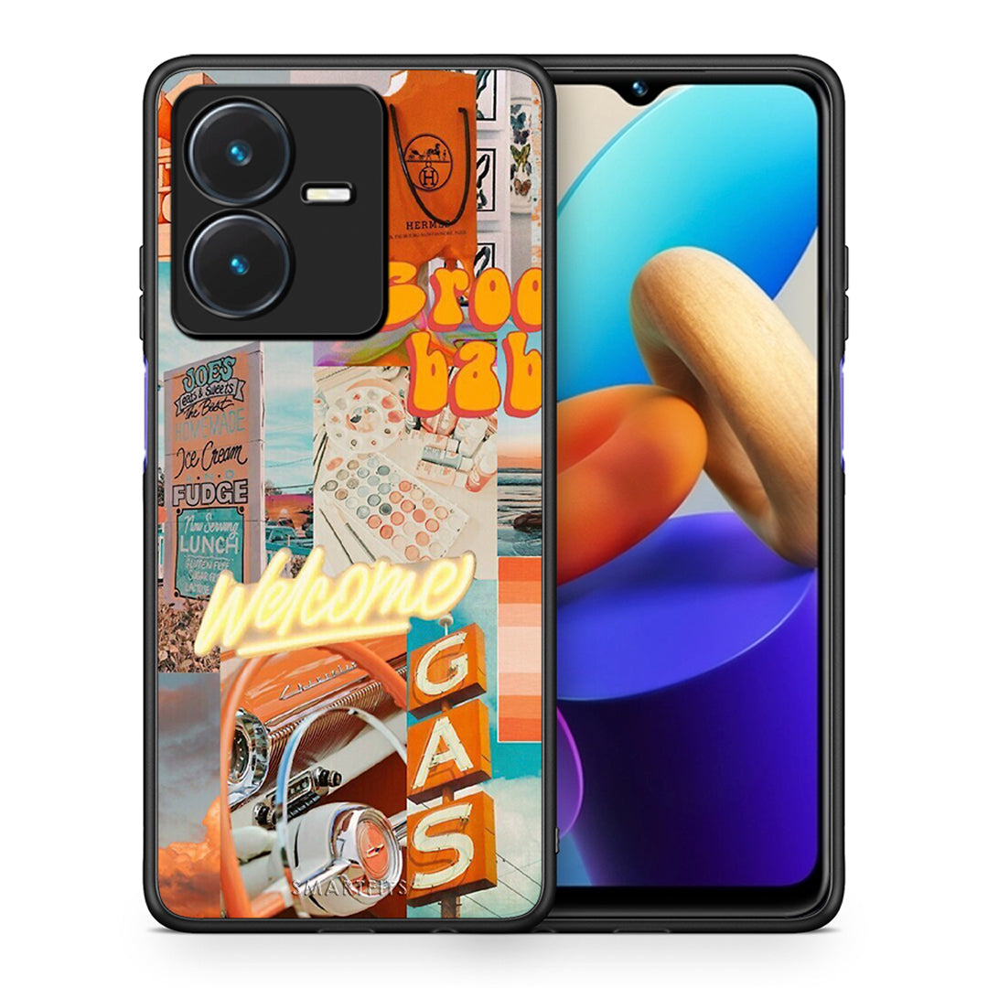 Θήκη Αγίου Βαλεντίνου Vivo Y22s Groovy Babe από τη Smartfits με σχέδιο στο πίσω μέρος και μαύρο περίβλημα | Vivo Y22s Groovy Babe case with colorful back and black bezels