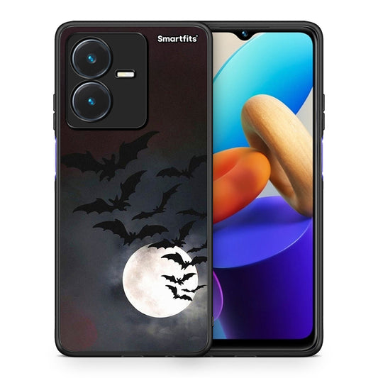 Θήκη Vivo Y22s Halloween Bat Night από τη Smartfits με σχέδιο στο πίσω μέρος και μαύρο περίβλημα | Vivo Y22s Halloween Bat Night case with colorful back and black bezels