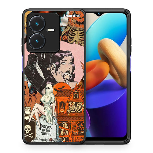 Θήκη Vivo Y22s Halloween Collage από τη Smartfits με σχέδιο στο πίσω μέρος και μαύρο περίβλημα | Vivo Y22s Halloween Collage case with colorful back and black bezels