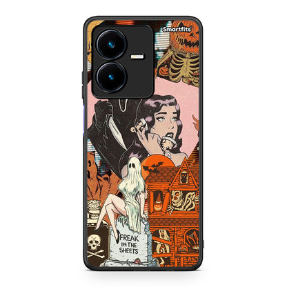 Vivo Y22s Halloween Collage θήκη από τη Smartfits με σχέδιο στο πίσω μέρος και μαύρο περίβλημα | Smartphone case with colorful back and black bezels by Smartfits