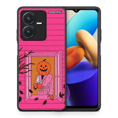 Θήκη Vivo Y22s Halloween Pumpkin Lady από τη Smartfits με σχέδιο στο πίσω μέρος και μαύρο περίβλημα | Vivo Y22s Halloween Pumpkin Lady case with colorful back and black bezels