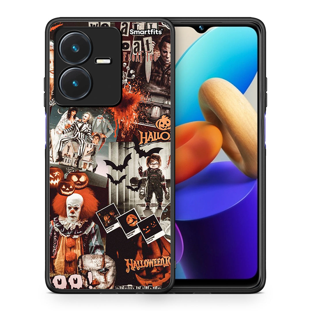 Θήκη Vivo Y22s Halloween Spooky Season από τη Smartfits με σχέδιο στο πίσω μέρος και μαύρο περίβλημα | Vivo Y22s Halloween Spooky Season case with colorful back and black bezels