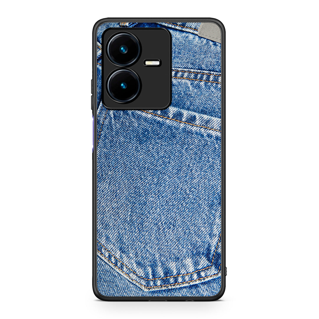 Vivo Y22s Jeans Pocket θήκη από τη Smartfits με σχέδιο στο πίσω μέρος και μαύρο περίβλημα | Smartphone case with colorful back and black bezels by Smartfits
