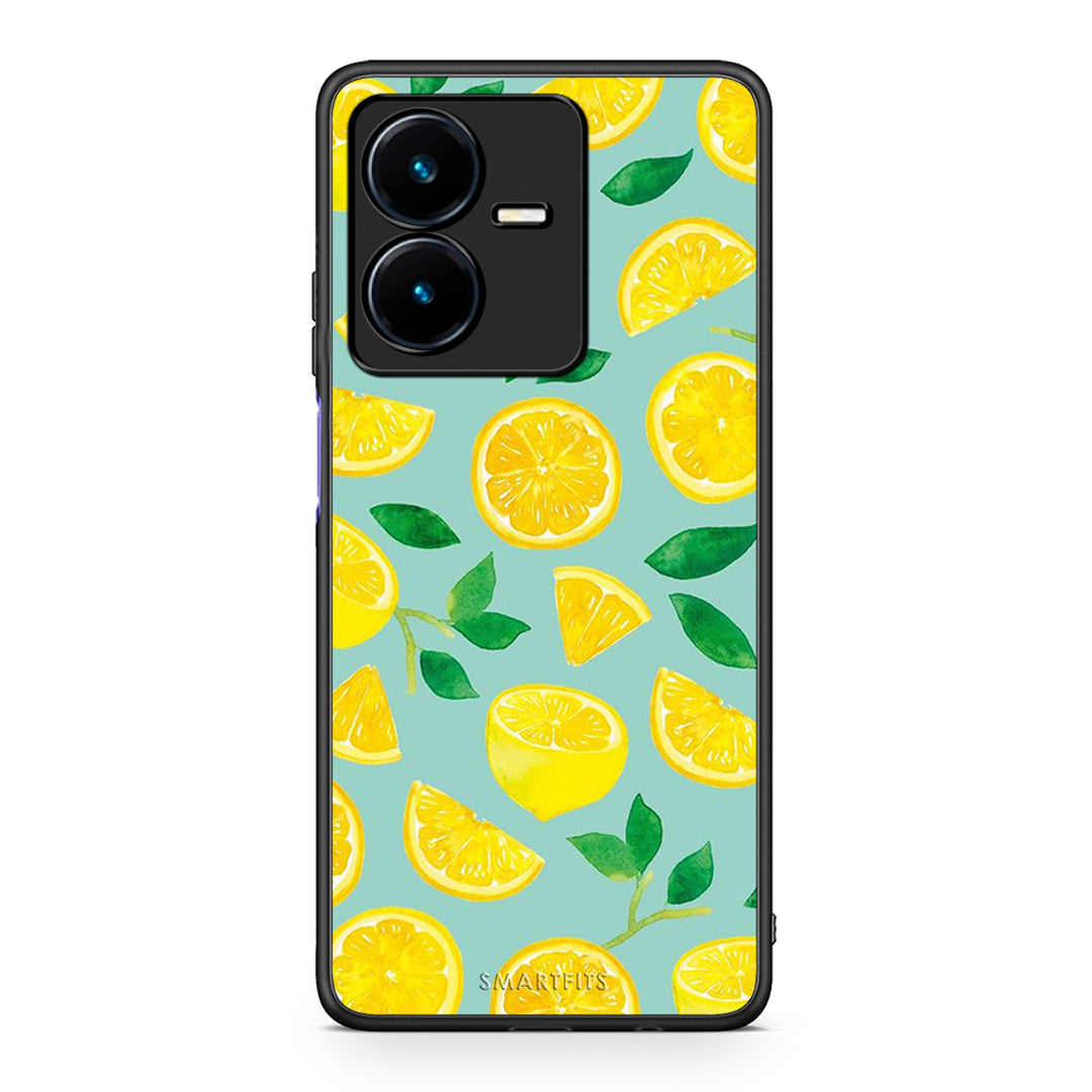 Vivo Y22s Lemons θήκη από τη Smartfits με σχέδιο στο πίσω μέρος και μαύρο περίβλημα | Smartphone case with colorful back and black bezels by Smartfits