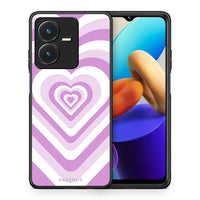 Thumbnail for Θήκη Vivo Y22s Lilac Hearts από τη Smartfits με σχέδιο στο πίσω μέρος και μαύρο περίβλημα | Vivo Y22s Lilac Hearts case with colorful back and black bezels