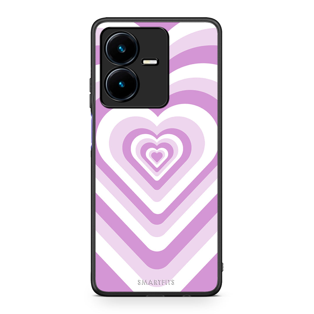 Vivo Y22s Lilac Hearts θήκη από τη Smartfits με σχέδιο στο πίσω μέρος και μαύρο περίβλημα | Smartphone case with colorful back and black bezels by Smartfits