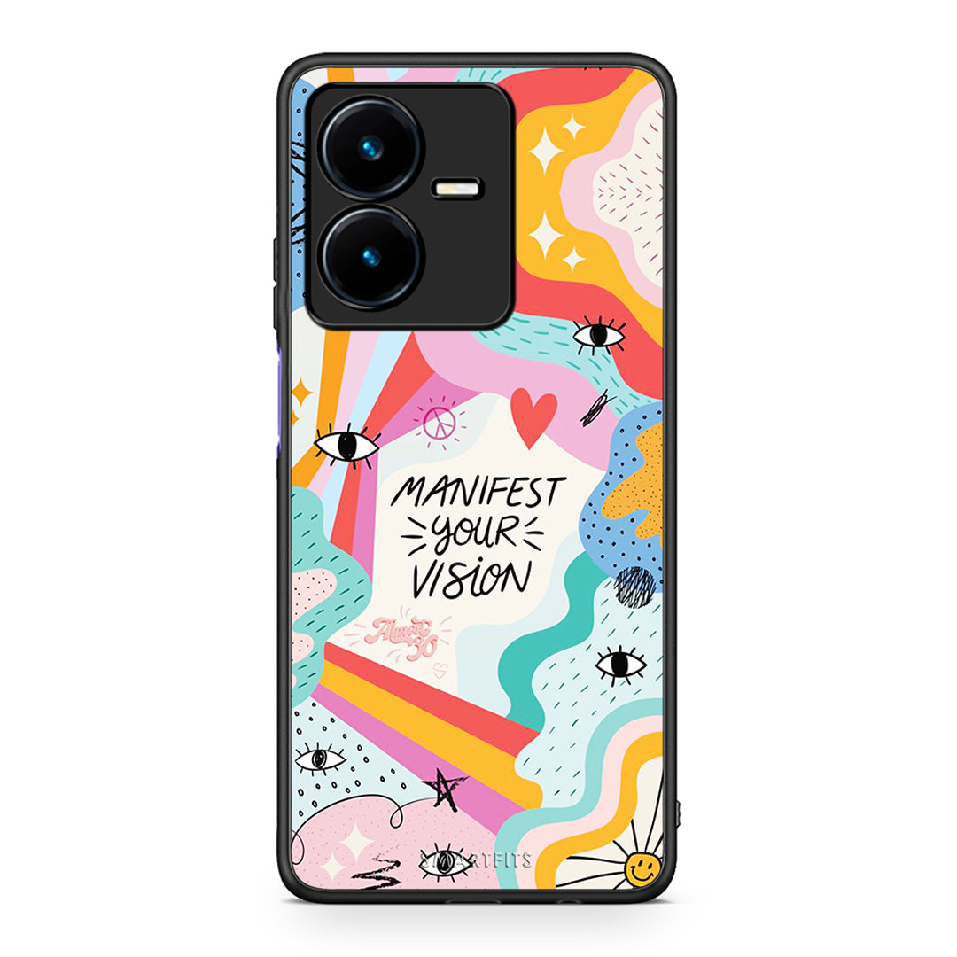 Vivo Y22s Manifest Your Vision θήκη από τη Smartfits με σχέδιο στο πίσω μέρος και μαύρο περίβλημα | Smartphone case with colorful back and black bezels by Smartfits