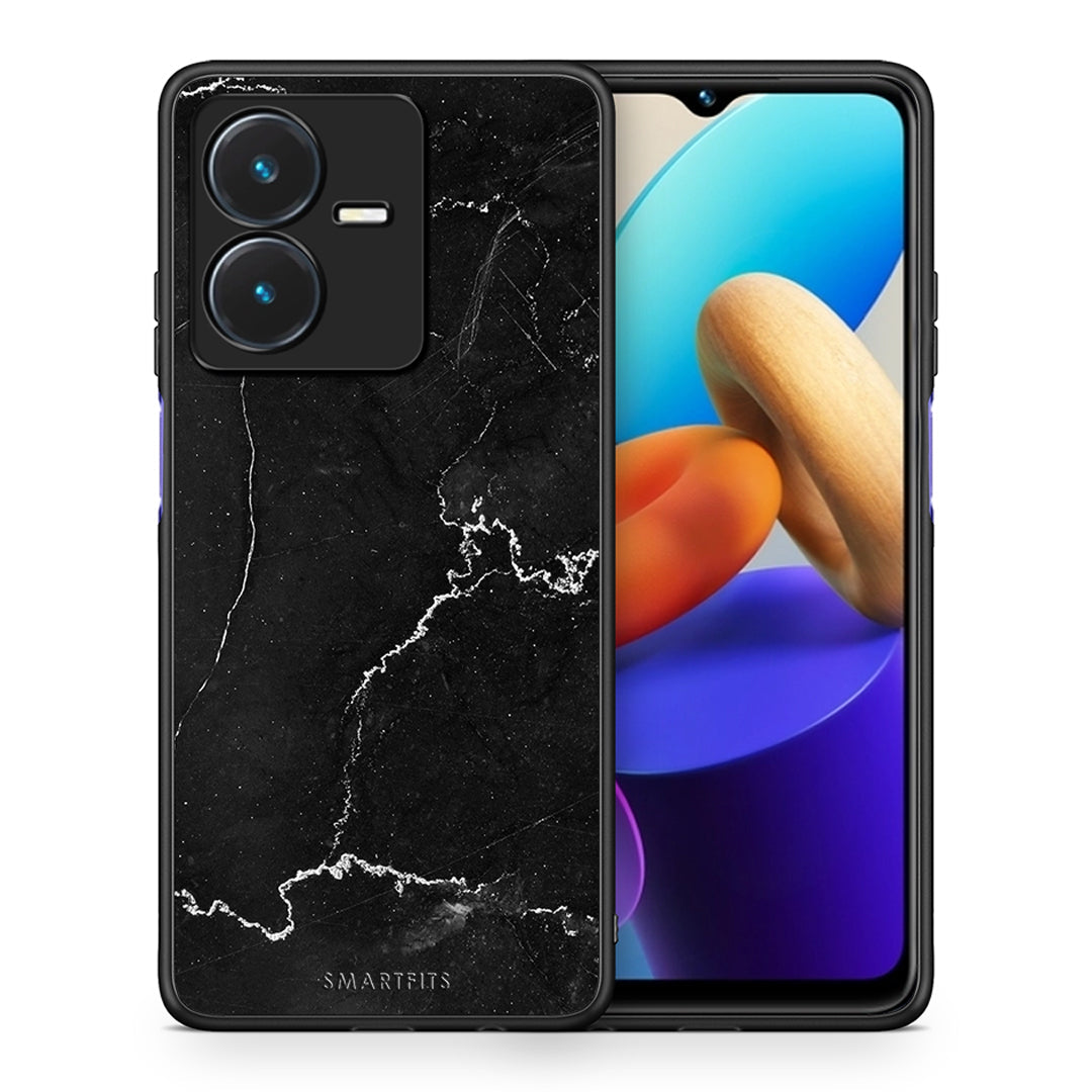 Θήκη Vivo Y22s Black Marble από τη Smartfits με σχέδιο στο πίσω μέρος και μαύρο περίβλημα | Vivo Y22s Black Marble case with colorful back and black bezels