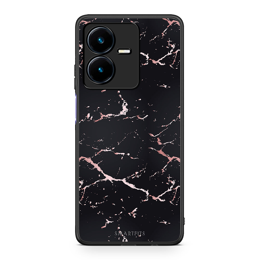 4 - Vivo Y22s Black Rosegold Marble case, cover, bumper