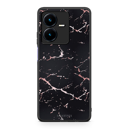 4 - Vivo Y22s Black Rosegold Marble case, cover, bumper