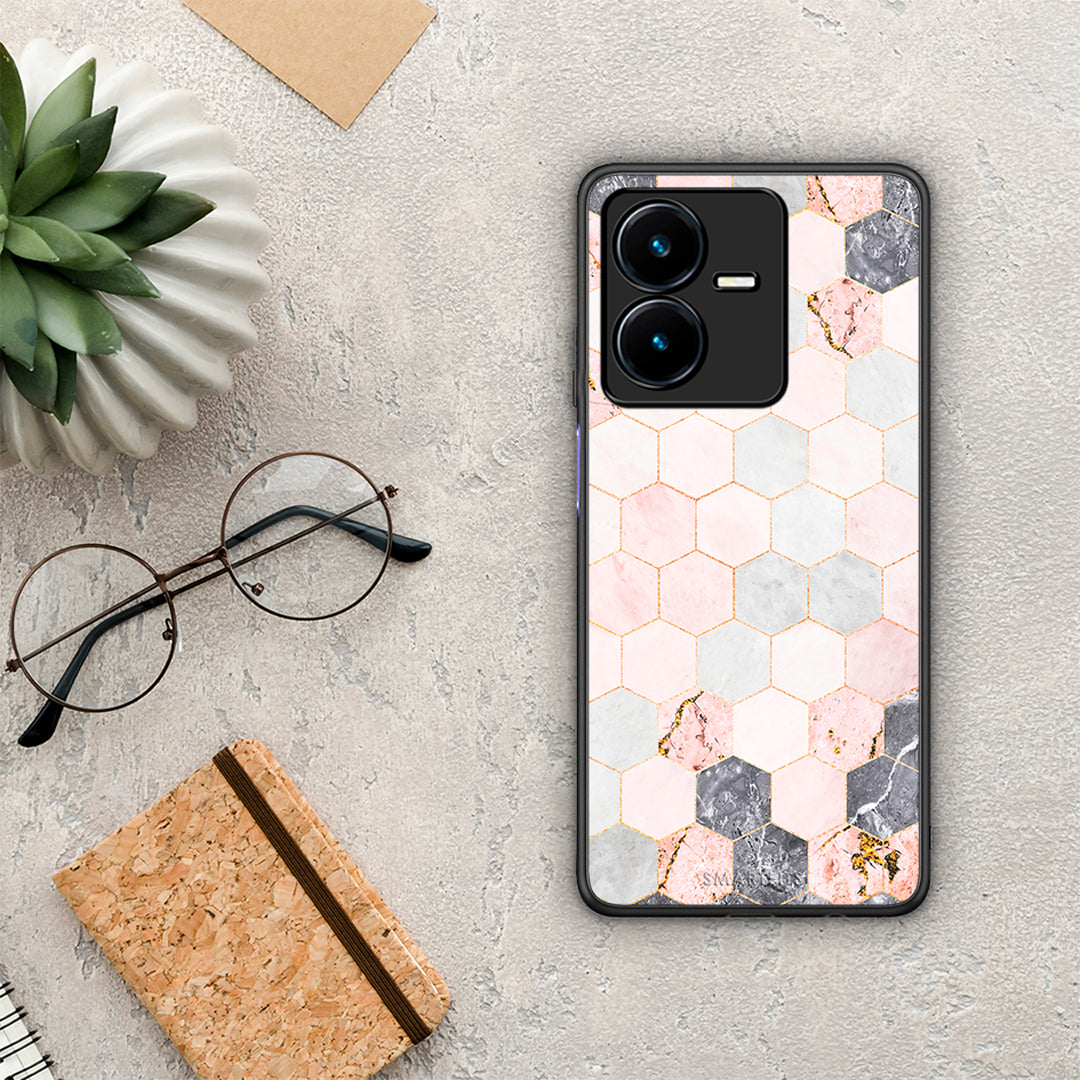 Marble Hexagon Pink - Vivo Y22 θήκη