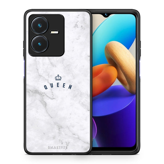 Θήκη Vivo Y22s Queen Marble από τη Smartfits με σχέδιο στο πίσω μέρος και μαύρο περίβλημα | Vivo Y22s Queen Marble case with colorful back and black bezels
