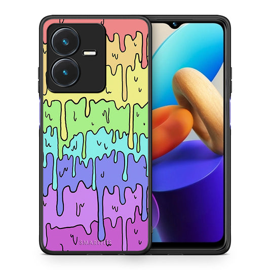 Θήκη Vivo Y22s Melting Rainbow από τη Smartfits με σχέδιο στο πίσω μέρος και μαύρο περίβλημα | Vivo Y22s Melting Rainbow case with colorful back and black bezels