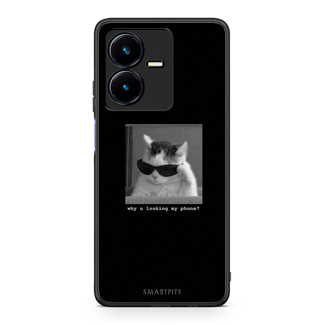 Vivo Y22s Meme Cat θήκη από τη Smartfits με σχέδιο στο πίσω μέρος και μαύρο περίβλημα | Smartphone case with colorful back and black bezels by Smartfits