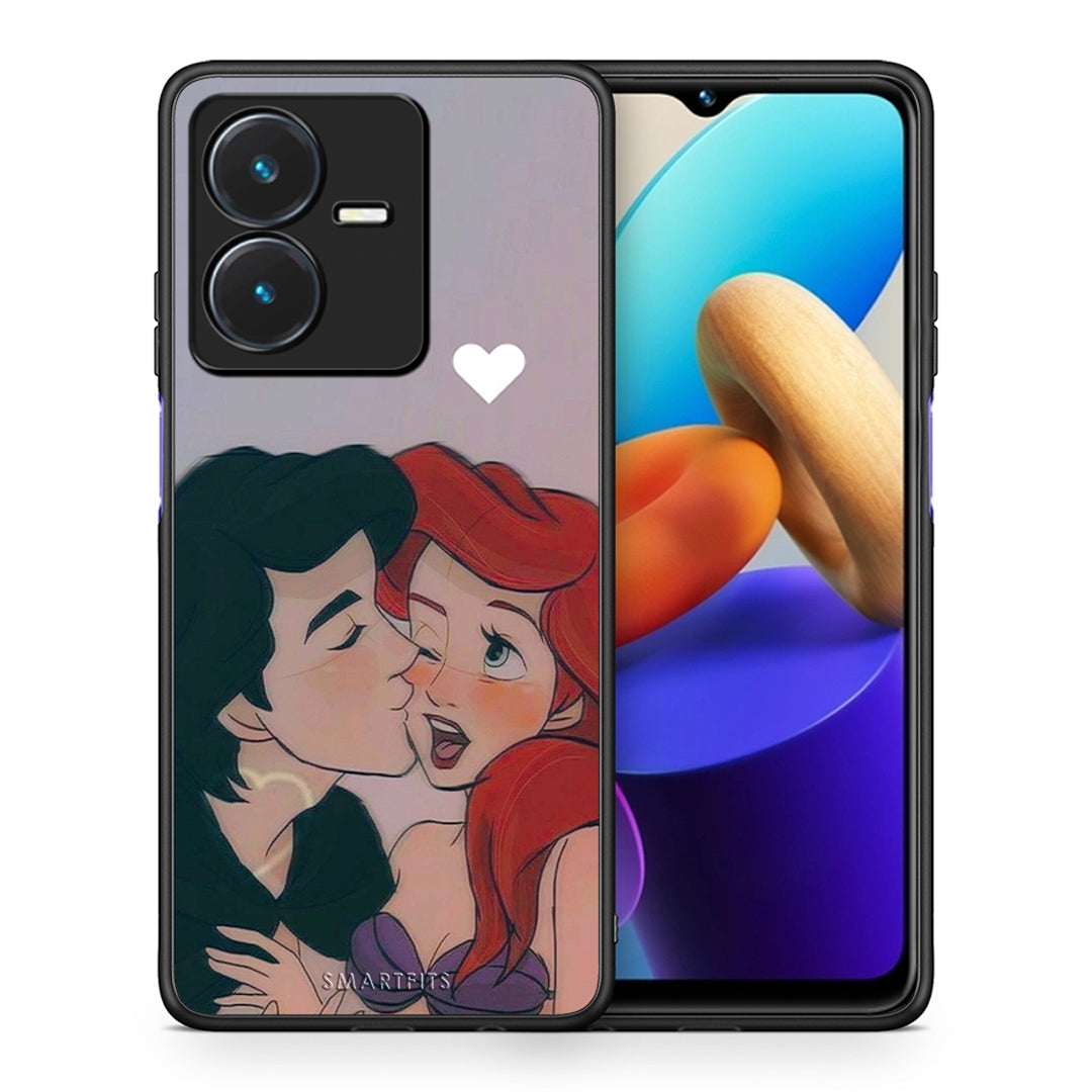 Θήκη Αγίου Βαλεντίνου Vivo Y22s Mermaid Love από τη Smartfits με σχέδιο στο πίσω μέρος και μαύρο περίβλημα | Vivo Y22s Mermaid Love case with colorful back and black bezels