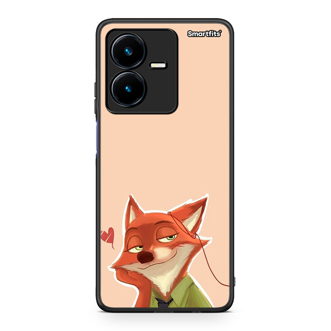 Vivo Y22s Nick Wilde And Judy Hopps Love 1 θήκη από τη Smartfits με σχέδιο στο πίσω μέρος και μαύρο περίβλημα | Smartphone case with colorful back and black bezels by Smartfits